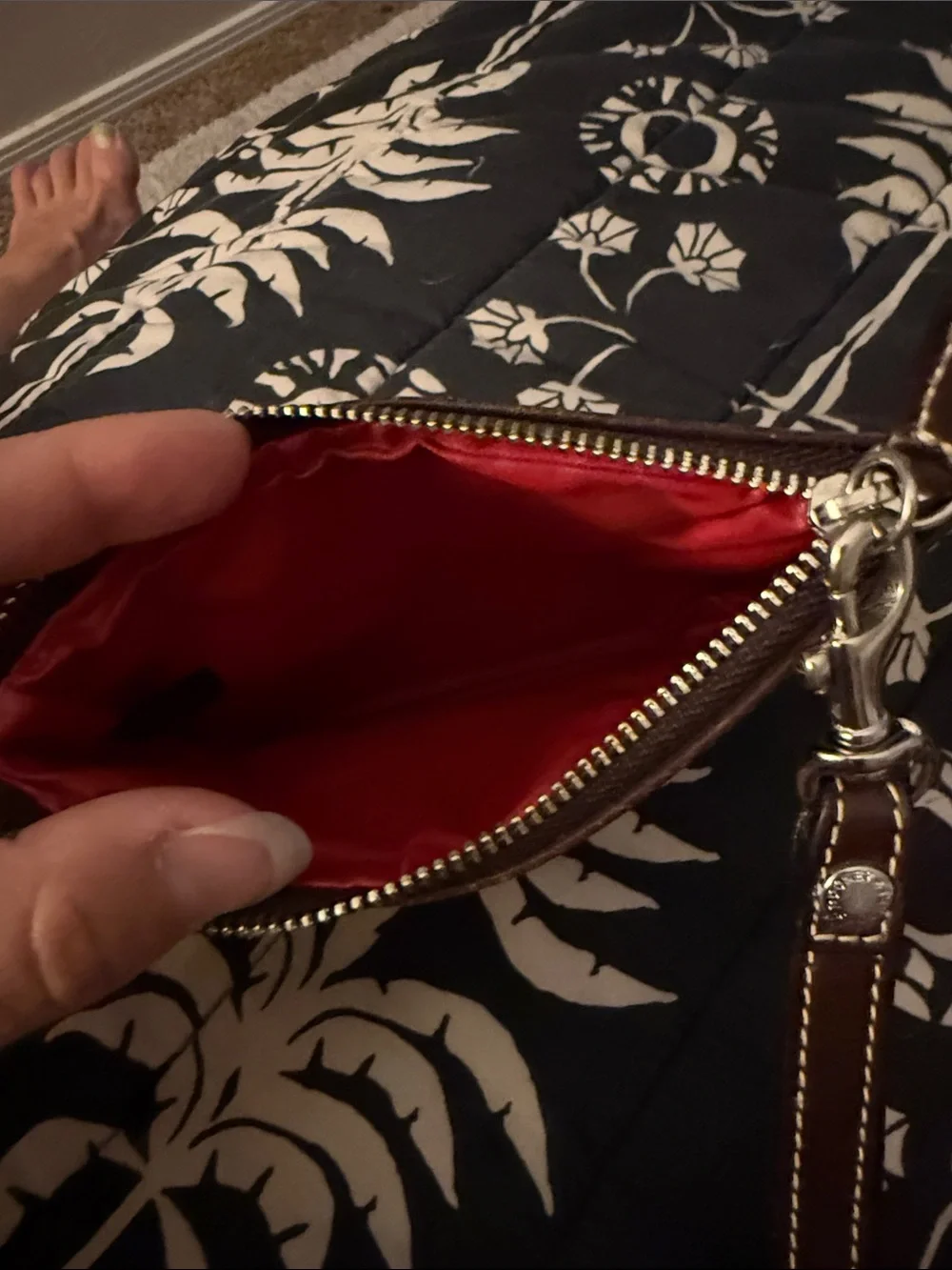 Dooney & Bourke Beige and Brown Monogram Wristlet